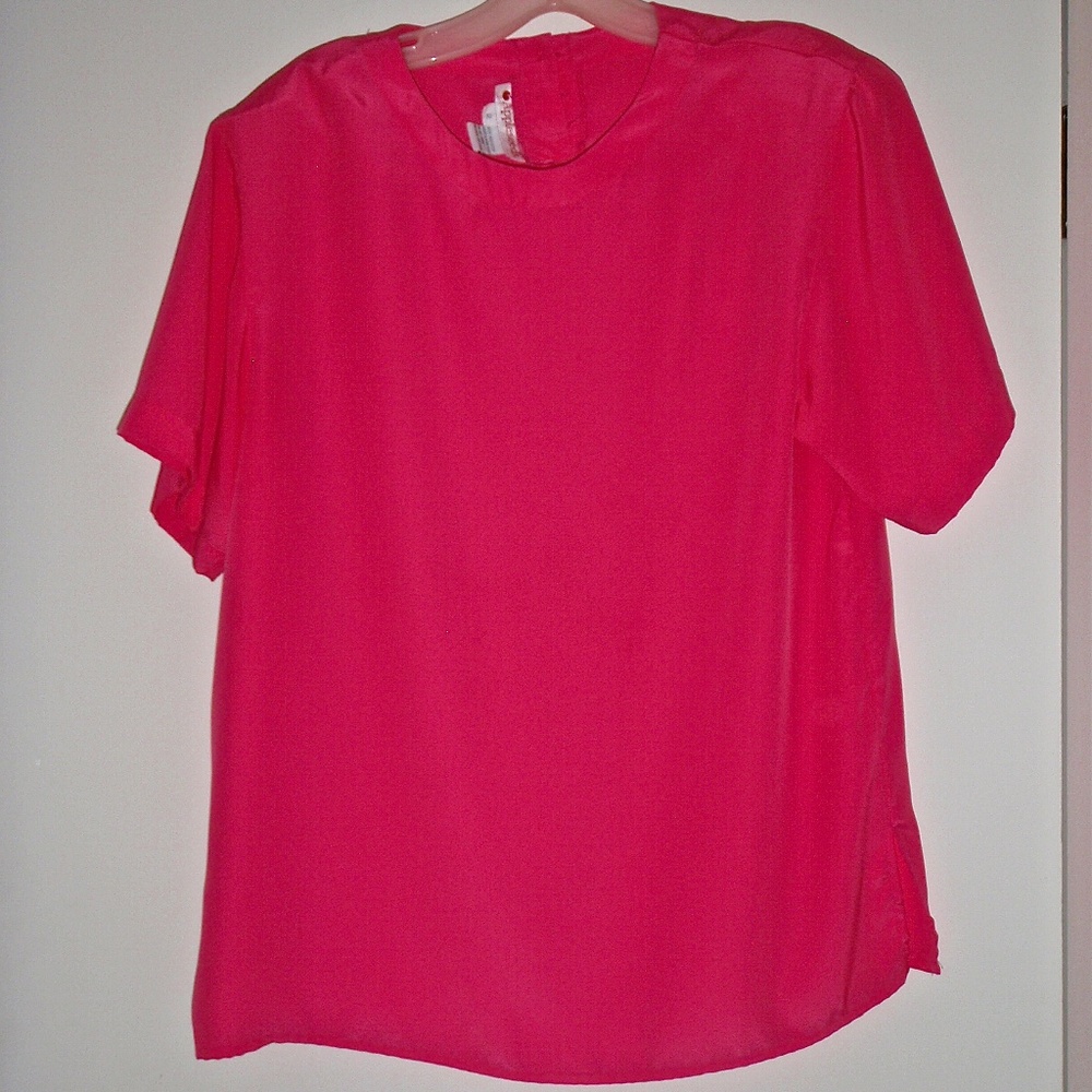 APPLESEED'S WOMENS BRIGHT PINK SHORT SLEEVED BLOUSE SIZE 12
